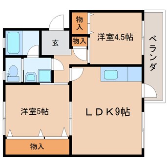 間取図 東海道本線/静岡駅 バス11分寿町下車:停歩5分 3階 築55年