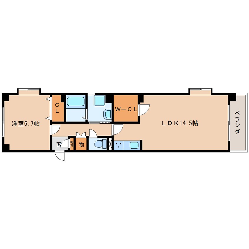 間取図 東海道本線/静岡駅 徒歩7分 1階 築19年