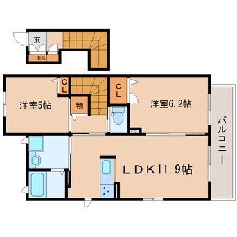 間取図 東海道本線/静岡駅 バス21分大浜公園入口下車:停歩1分 2階 築9年