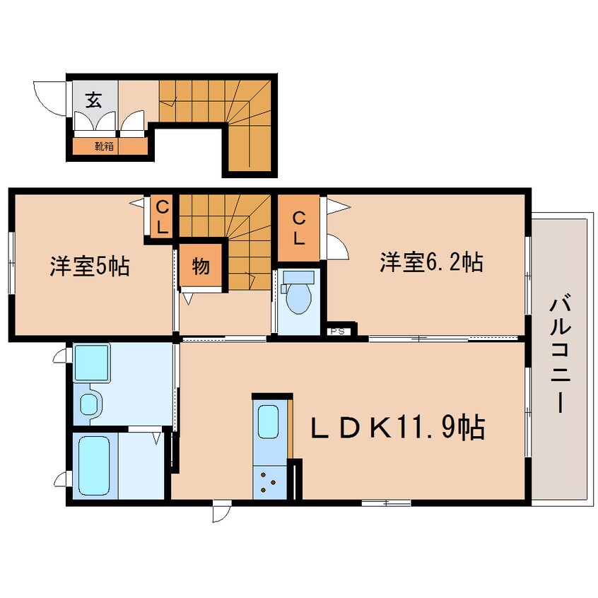 間取図 東海道本線/静岡駅 バス21分大浜公園入口下車:停歩1分 2階 築9年