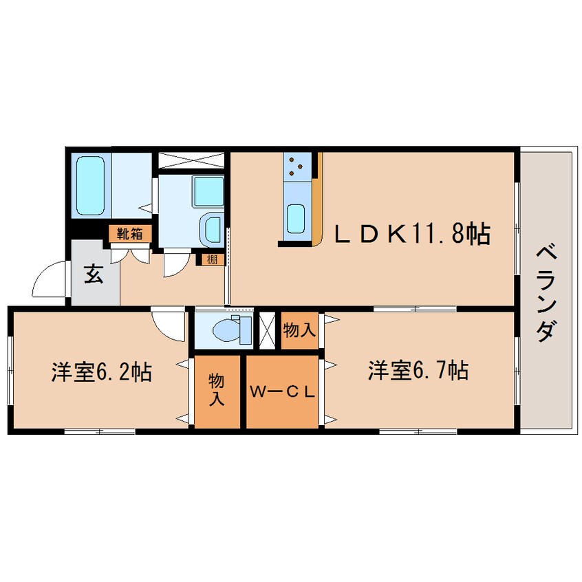 間取図 東海道本線/静岡駅 バス20分西島下車:停歩1分 2階 築23年