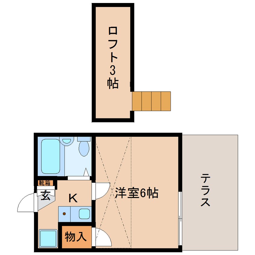 間取図 東海道本線/静岡駅 バス13分登呂遺跡下車:停歩3分 1階 築34年