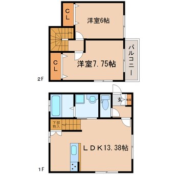 間取図 東海道本線/静岡駅 バス17分ポリテクセンター前下車:停歩3分 1-2階 築15年