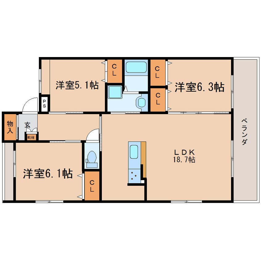 間取図 東海道本線/静岡駅 バス9分中原町下車:停歩3分 1階 築7年