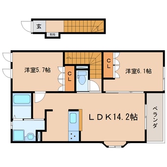 間取図 東海道本線/藤枝駅 徒歩23分 2階 築13年