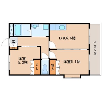 間取図 東海道本線/焼津駅 徒歩12分 2階 築16年