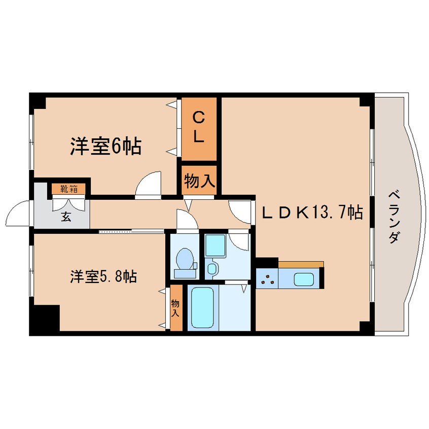 間取図 東海道本線/静岡駅 バス11分寿町下車:停歩5分 3階 築20年