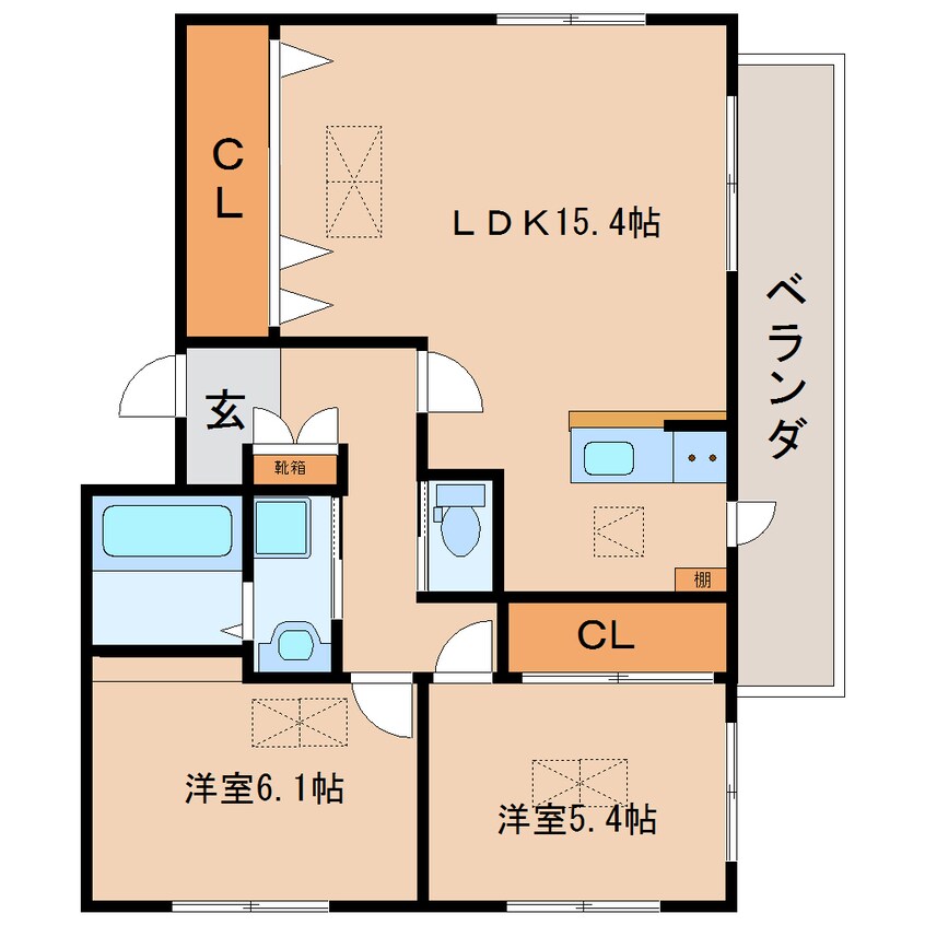 間取図 東海道本線/静岡駅 徒歩12分 2階 築7年