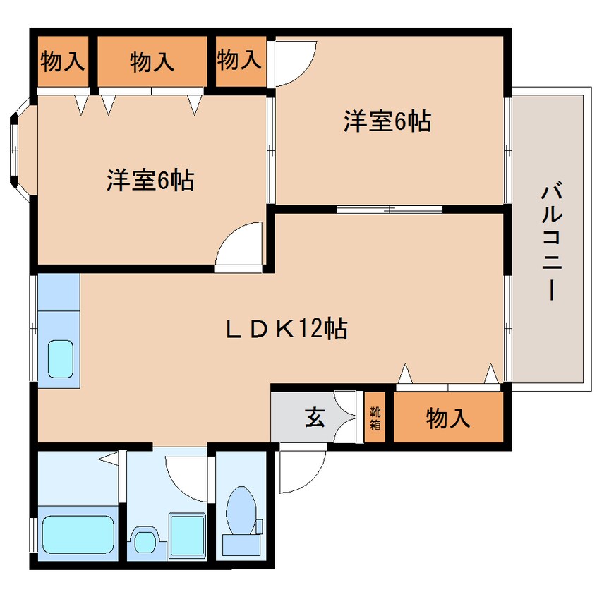 間取図 東海道本線/焼津駅 バス20分青少年の家入口下車:停歩3分 2階 築30年