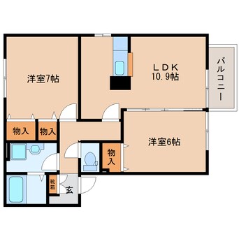 間取図 東海道本線/焼津駅 バス8分小川南下車:停歩10分 2階 築17年