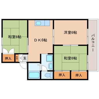 間取図 東海道本線/静岡駅 バス15分登呂コープタウン入口下車:停歩3分 2階 築38年