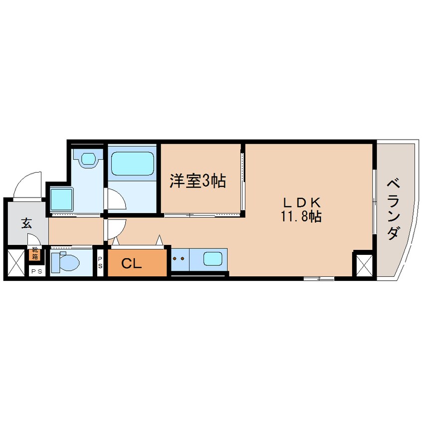 間取図 東海道本線/静岡駅 徒歩6分 2階 築6年