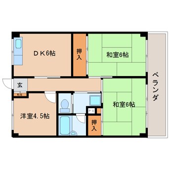 間取図 東海道本線/静岡駅 徒歩12分 4階 築47年