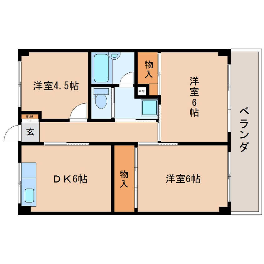 間取図 東海道本線/静岡駅 徒歩12分 4階 築46年