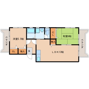 間取図 東海道本線/西焼津駅 バス17分五十海北下車:停歩9分 2階 築22年