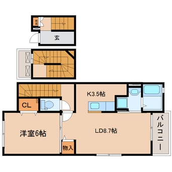 間取図 東海道本線/静岡駅 バス27分聖一色下車:停歩5分 3階 築7年