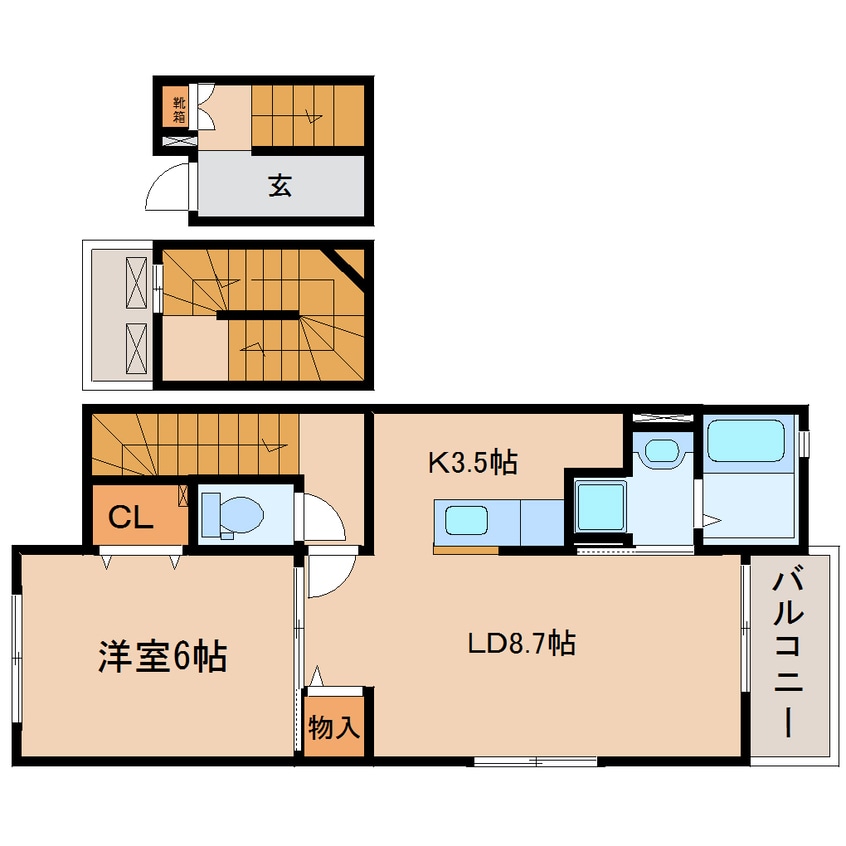 間取図 東海道本線/静岡駅 バス27分聖一色下車:停歩5分 3階 築7年