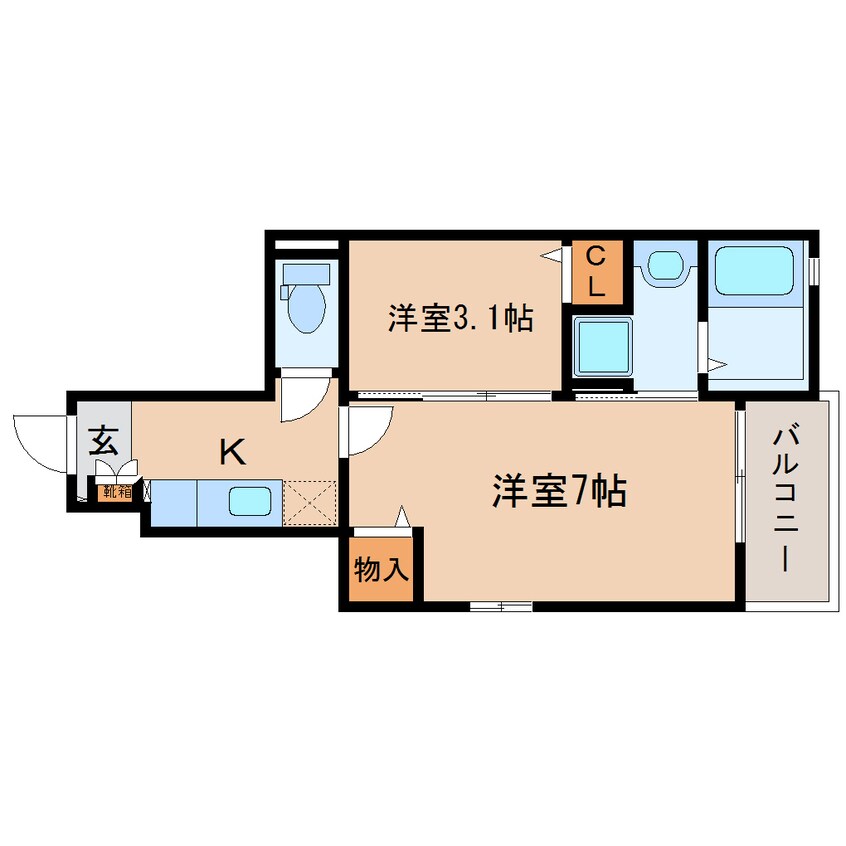 間取図 東海道新幹線（東海）/静岡駅 バス21分草薙陸上競技場南下車:停歩7分 1階 築6年