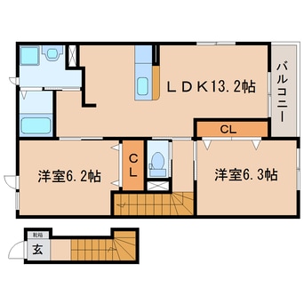間取図 東海道本線/藤枝駅 バス12分高洲小学校前下車:停歩2分 2階 築8年