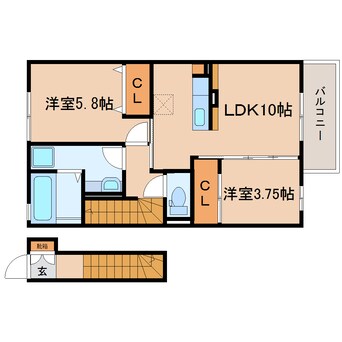 間取図 東海道本線/藤枝駅 徒歩18分 2階 築8年