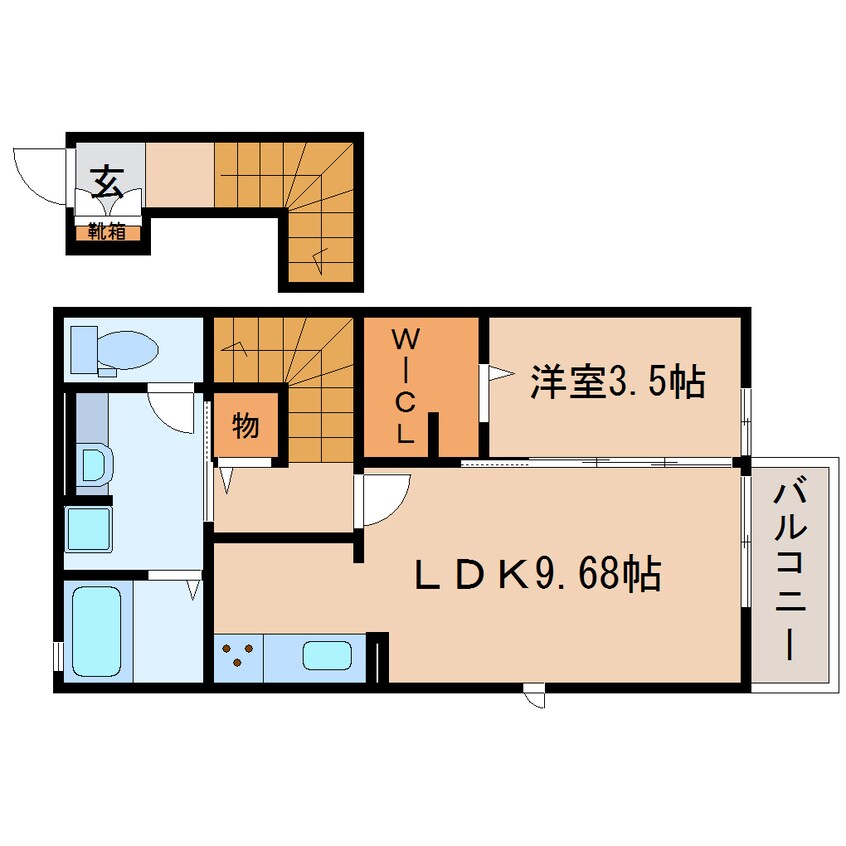 間取図 東海道本線/静岡駅 バス20分西脇下下車:停歩4分 2階 築7年