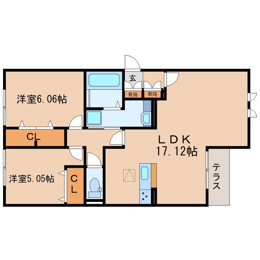 間取図 東海道本線/静岡駅 バス24分登呂コープタウン下車:停歩3分 1階 築7年