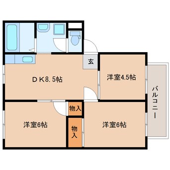 間取図 東海道本線/藤枝駅 バス9分高柳二丁目下車:停歩3分 1階 築34年