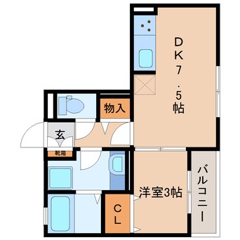 間取図 東海道本線/静岡駅 徒歩17分 2階 築6年