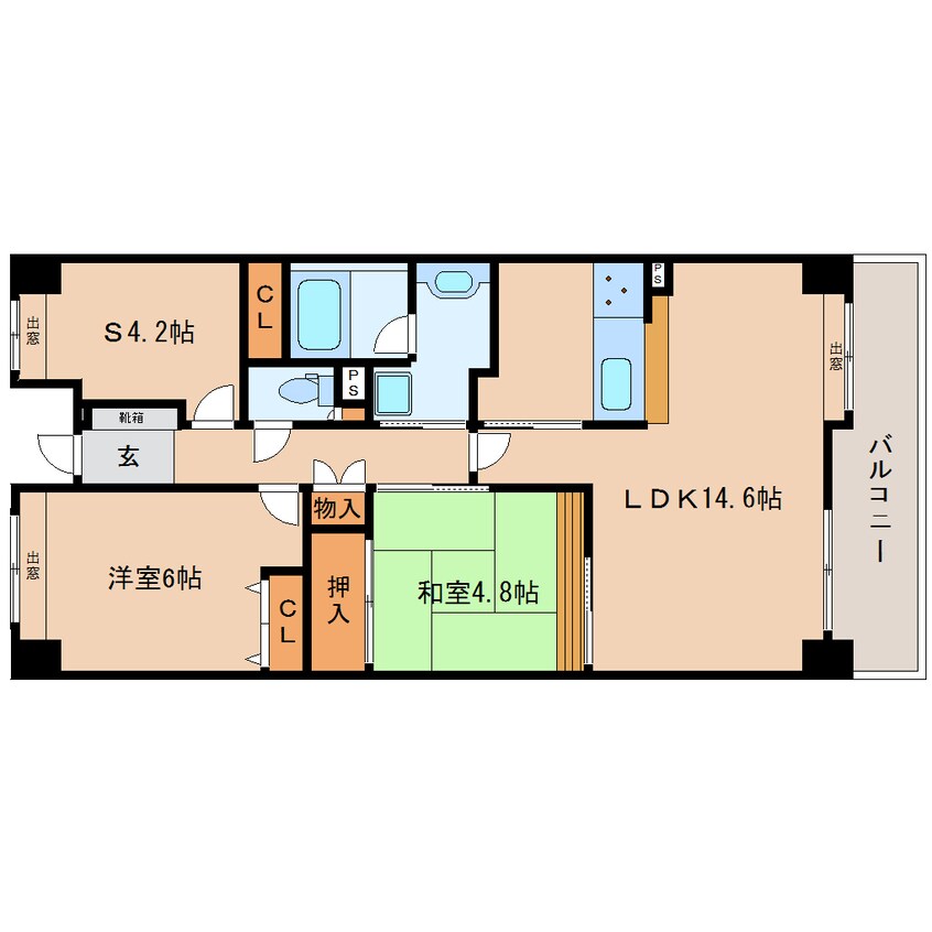 間取図 東海道本線/静岡駅 徒歩8分 2階 築26年