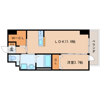 間取図 東海道本線/静岡駅 徒歩8分 2階 築6年