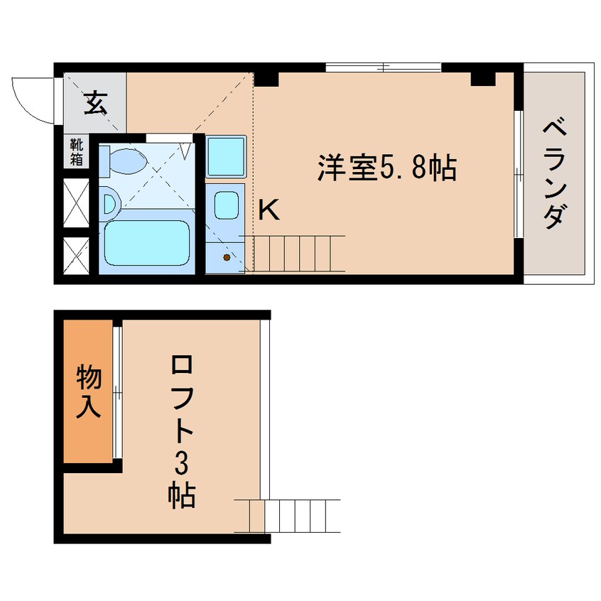 間取図 東海道本線/静岡駅 バス18分富士見台・駿河総合高校入口下車:停歩5分 3階 築36年