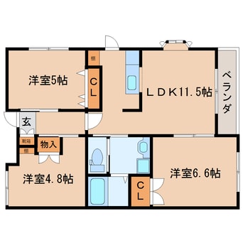 間取図 東海道本線/静岡駅 バス28分井庄下車:停歩3分 2階 築20年