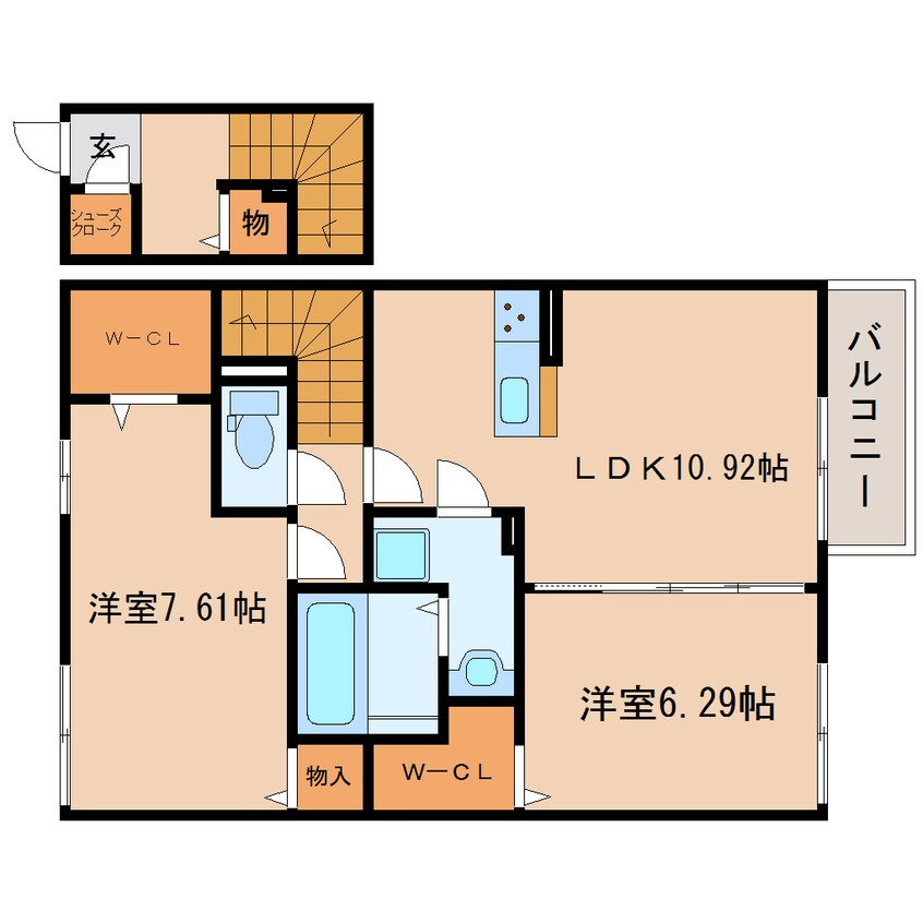 間取図 東海道本線/静岡駅 バス20分浜敷地下車:停歩9分 2階 築4年