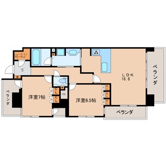 間取図 東海道本線/静岡駅 徒歩7分 2階 築12年