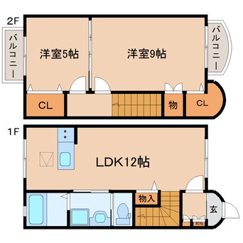 間取図 東海道本線/静岡駅 バス11分中田4丁目下車:停歩6分 1-2階 築2年