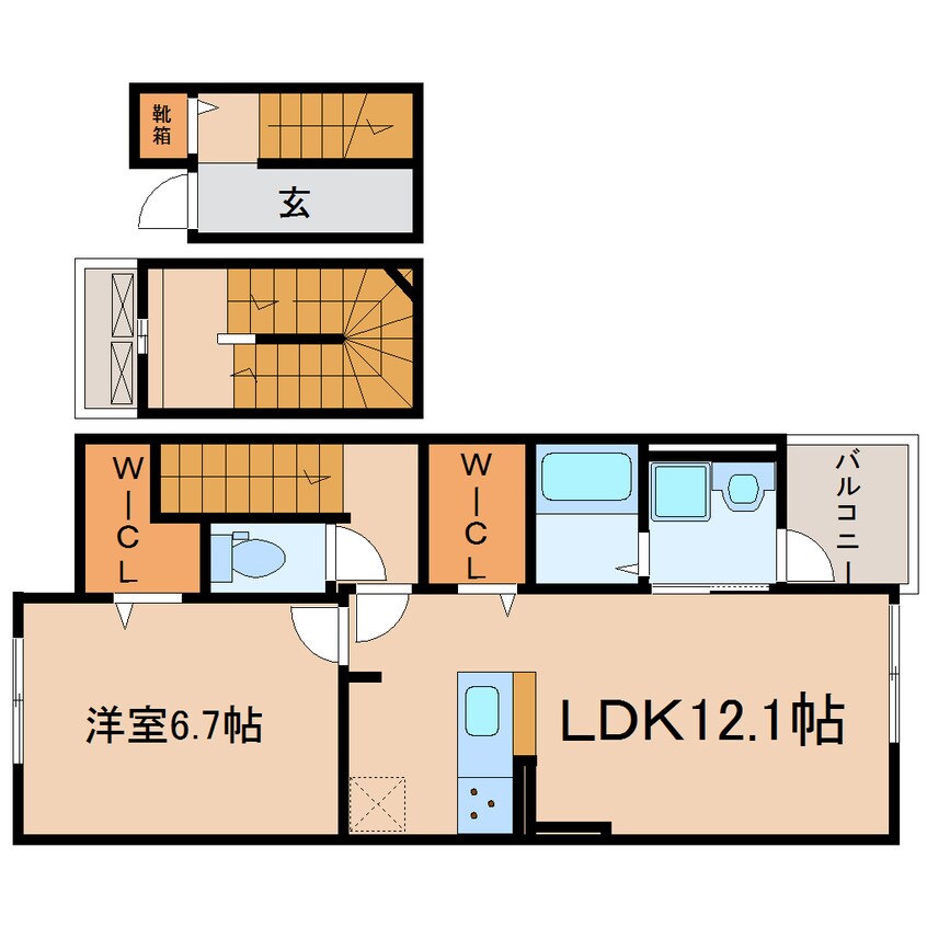 間取図 東海道本線/東静岡駅 バス12分畑守稲荷前下車:停歩4分 3階 築3年