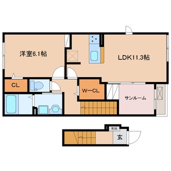 間取図 東海道本線/藤枝駅 バス15分音羽町公民館前下車:停歩5分 2階 築2年