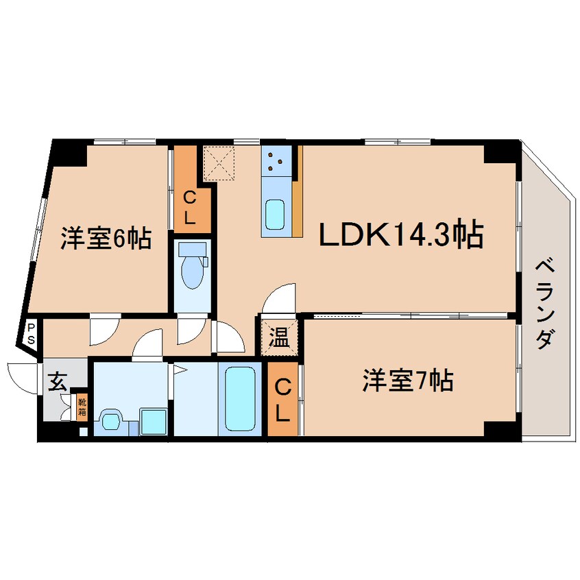 間取図 東海道本線/静岡駅 バス14分緑が丘下車:停歩2分 6階 築11年