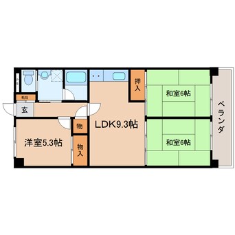 間取図 東海道本線/静岡駅 徒歩15分 2階 築41年