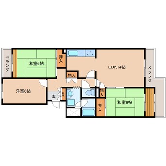 間取図 東海道本線/静岡駅 徒歩14分 2階 築42年