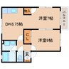東海道本線/静岡駅 バス:16分:停歩4分 2階 築21年 2DKの間取り