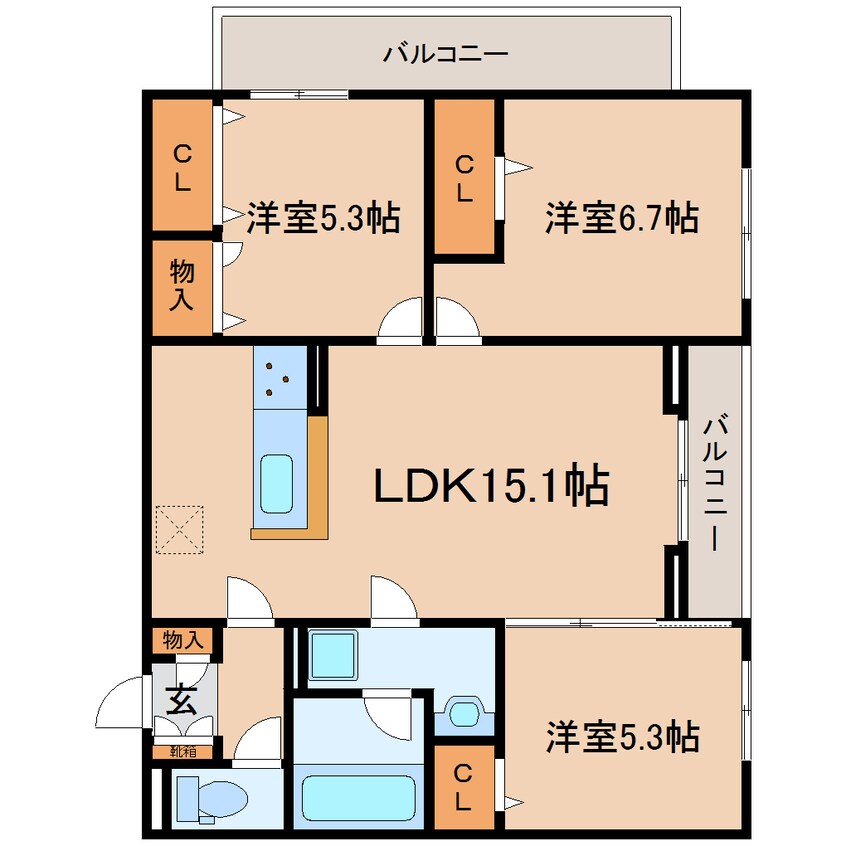 間取図 東海道本線/静岡駅 バス11分中田4丁目下車:停歩4分 2階 建築中