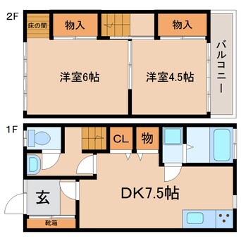 間取図 東海道本線/静岡駅 徒歩14分 1-2階 築53年