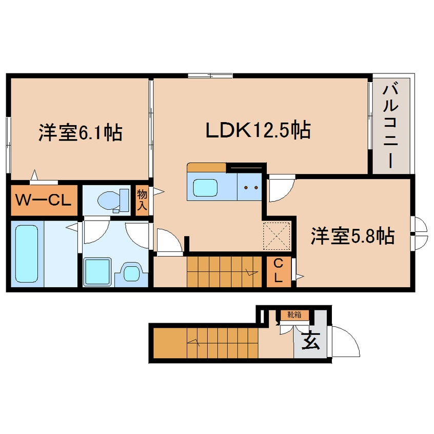 間取図 東海道本線/焼津駅 徒歩9分 2階 1年未満