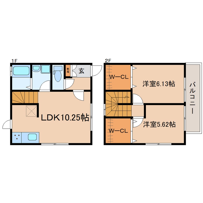 間取図 東海道本線/静岡駅 バス17分大里中学校下車:停歩5分 1-2階 築20年