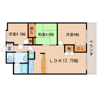 間取図 東海道本線/静岡駅 バス15分静岡総合庁舎前下車:停歩3分 3階 築31年