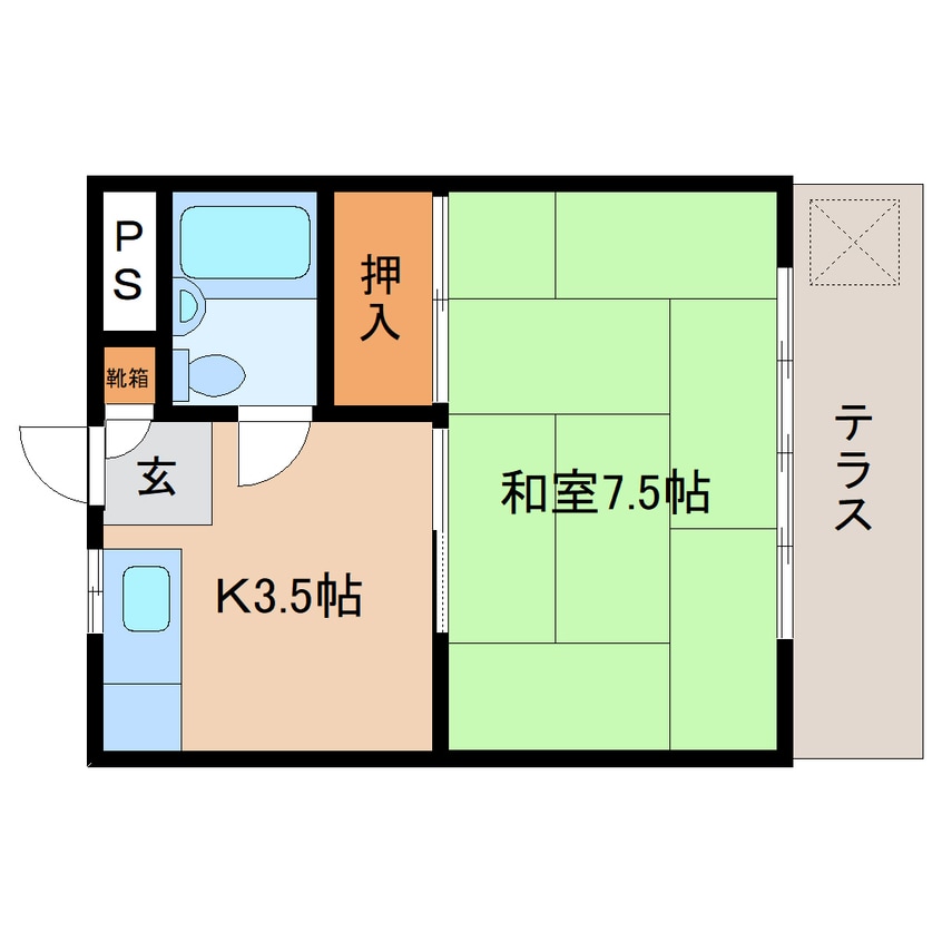 間取図 東海道本線/東静岡駅 徒歩15分 1階 築41年