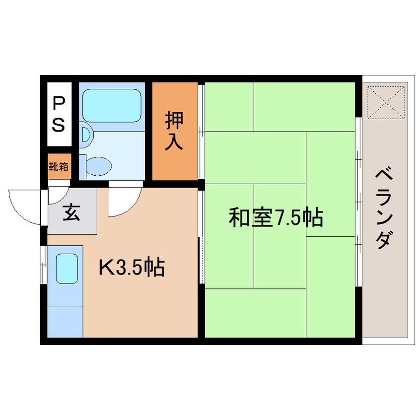 間取図 東海道本線/東静岡駅 徒歩15分 2階 築41年