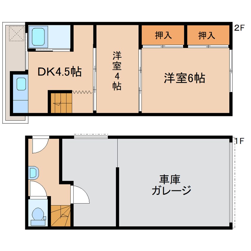 間取図 東海道本線/静岡駅 バス14分緑が丘下車:停歩4分 1-2階 築46年