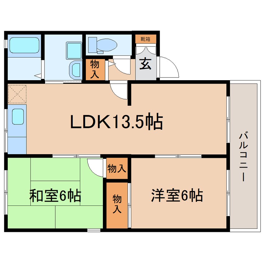 間取図 東海道本線/焼津駅 バス13分小川港南下車:停歩5分 2階 築35年
